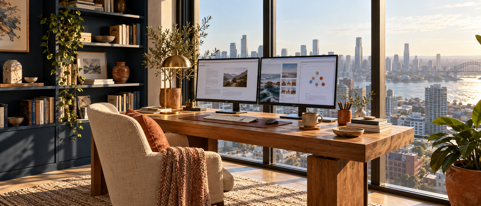 A focused workspace for an online study session